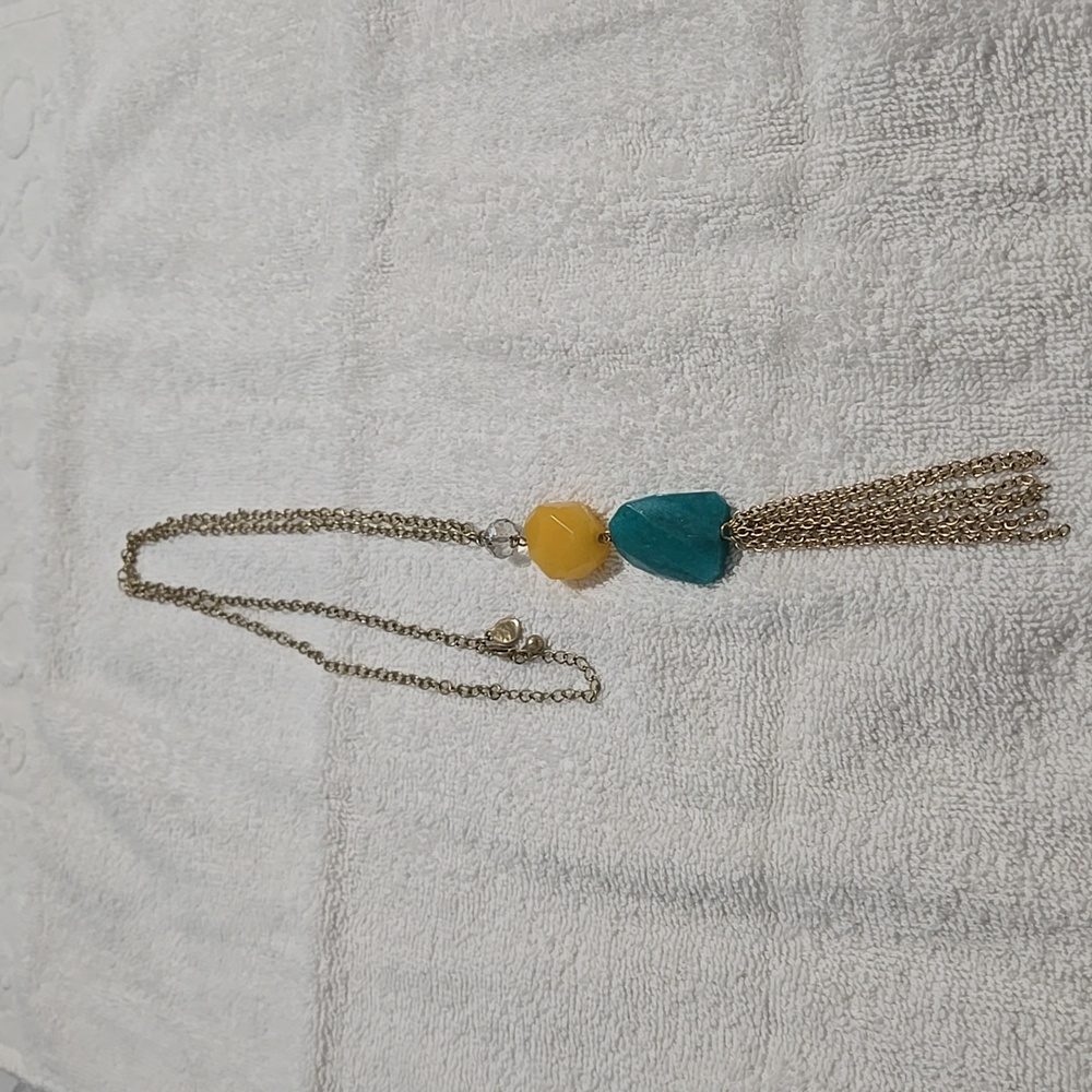 Yellow Jade, Agate & Turquoise Necklace